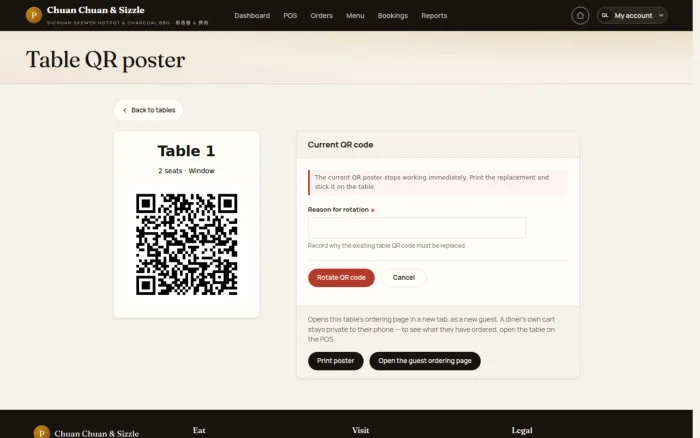 Table QR poster