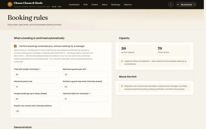 Booking rules