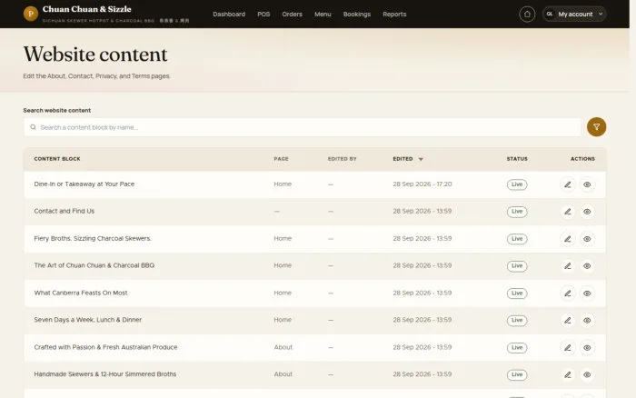 Website content