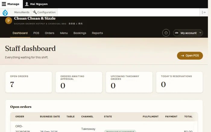 Staff dashboard