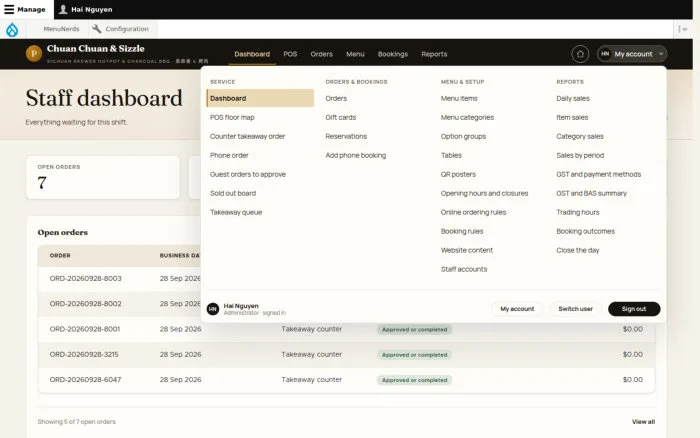 Staff dashboard