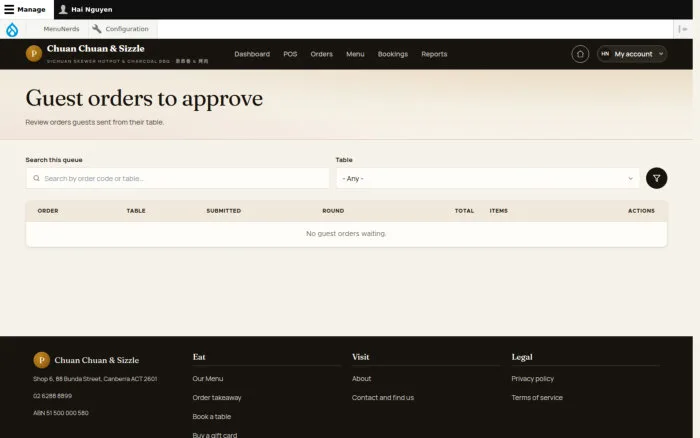 Guest orders to approve