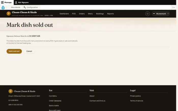 Mark dish sold out