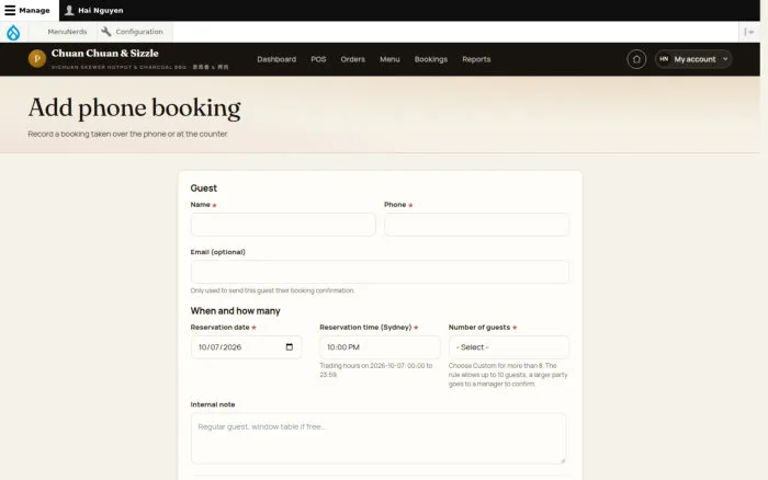 Add phone booking