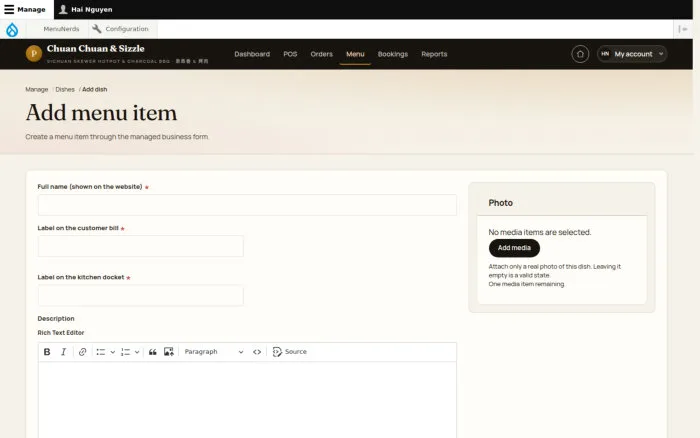 Add menu item