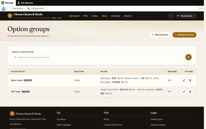 Option groups