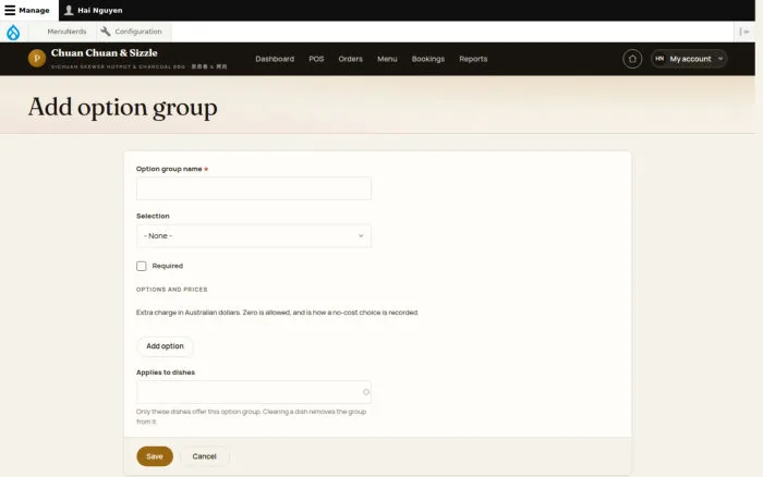 Add option group