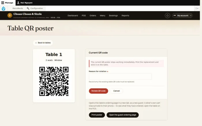 Table QR poster