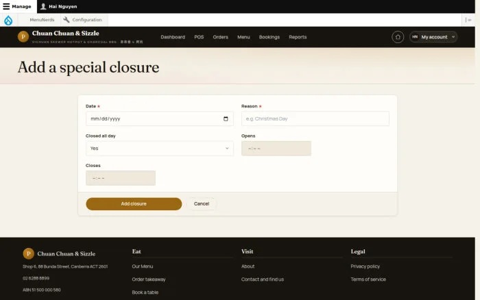 Add a special closure