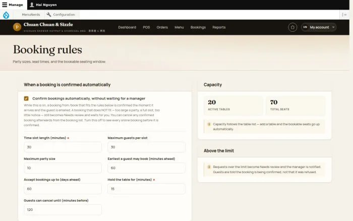 Booking rules