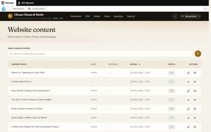Website content