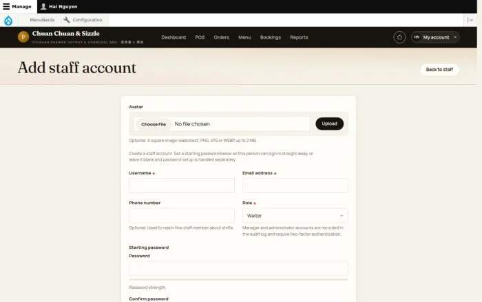 Add staff account