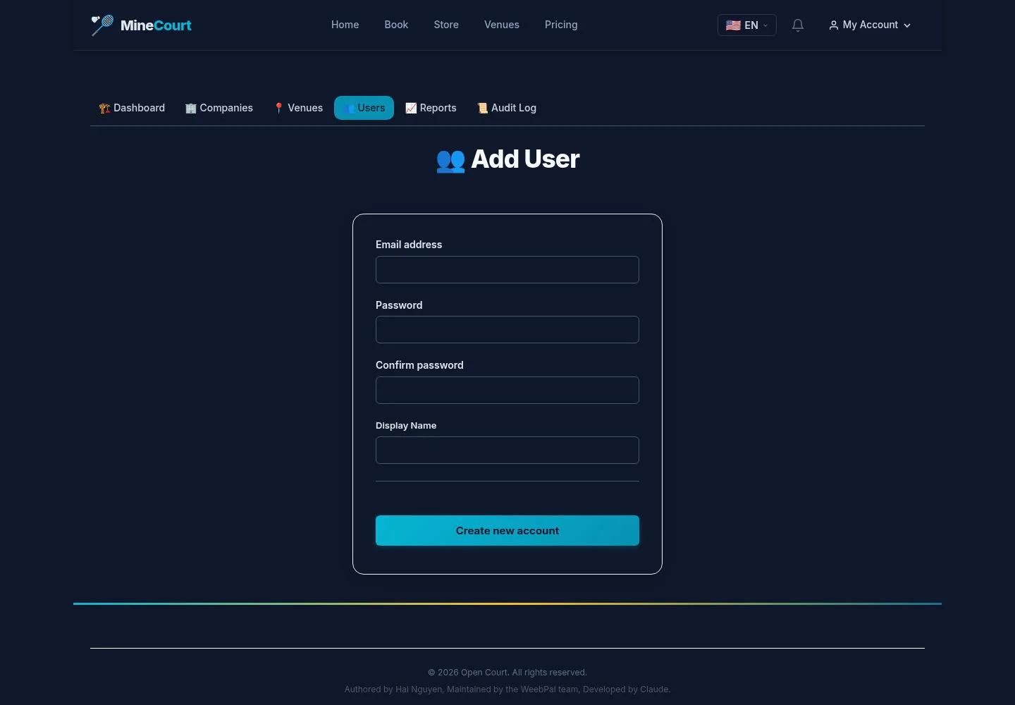 Review the add-user form
