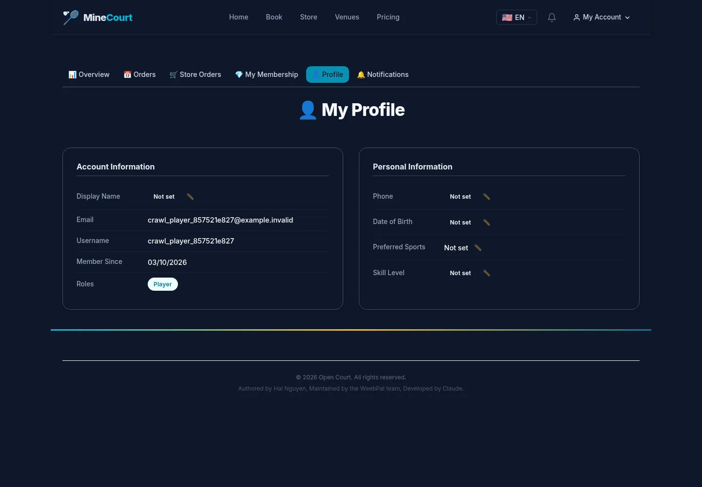 Open your profile