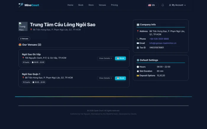 Trung Tâm Cầu Lông Ngôi Sao | MineCourt