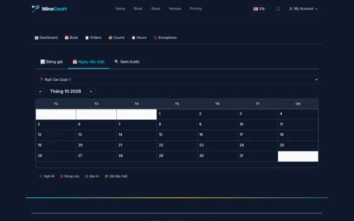 Exception Calendar | MineCourt