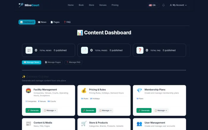 Content Dashboard | MineCourt