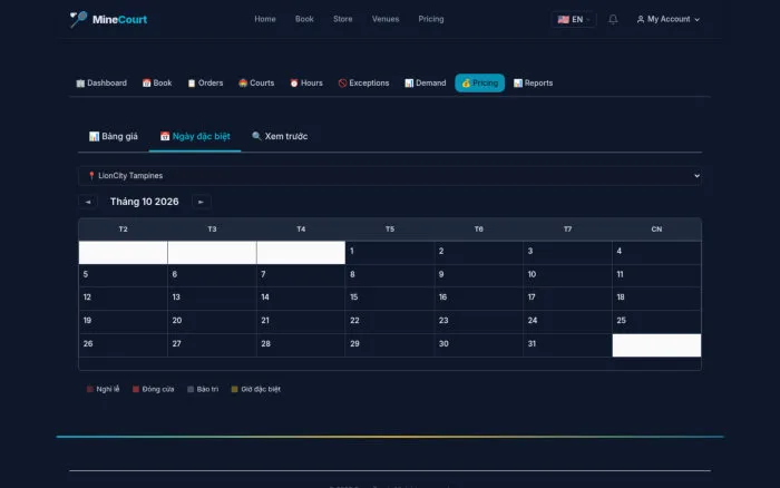 Exception Calendar | MineCourt