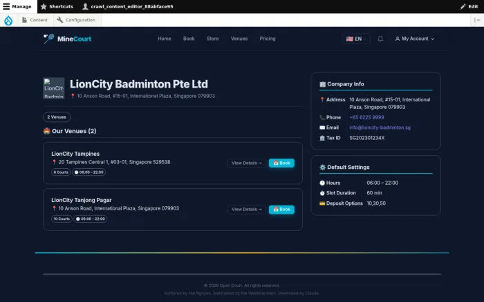 LionCity Badminton Pte Ltd | MineCourt