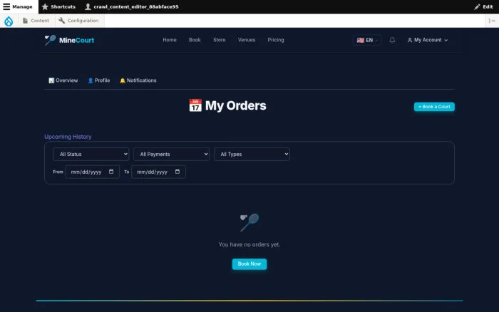 Booking History | MineCourt