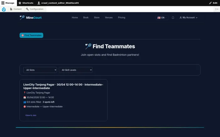 Open Slots — Find Players | MineCourt