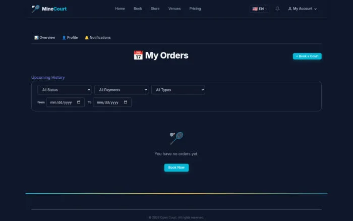 Booking History | MineCourt