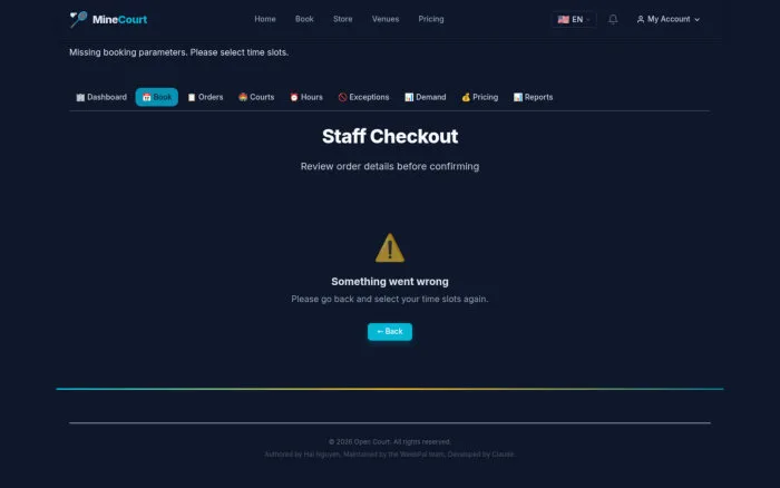 Staff Checkout | MineCourt