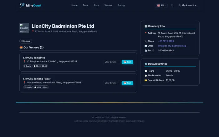 LionCity Badminton Pte Ltd | MineCourt