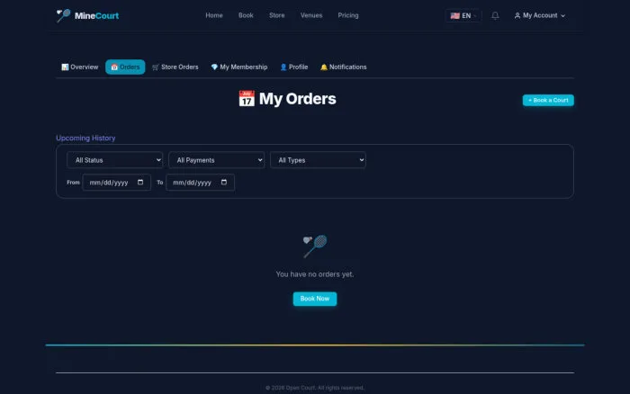 Booking History | MineCourt