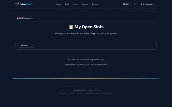 My Open Slots | MineCourt