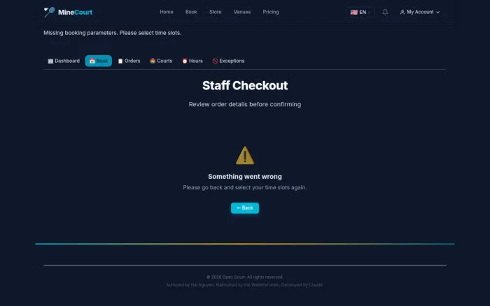 Staff Checkout | MineCourt