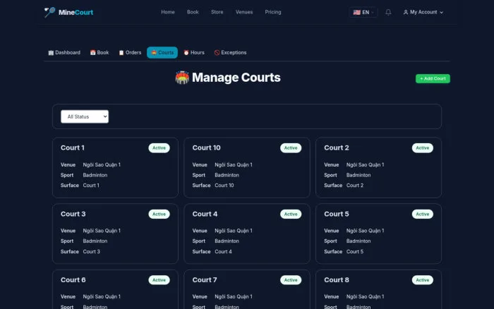 Manage Courts | MineCourt