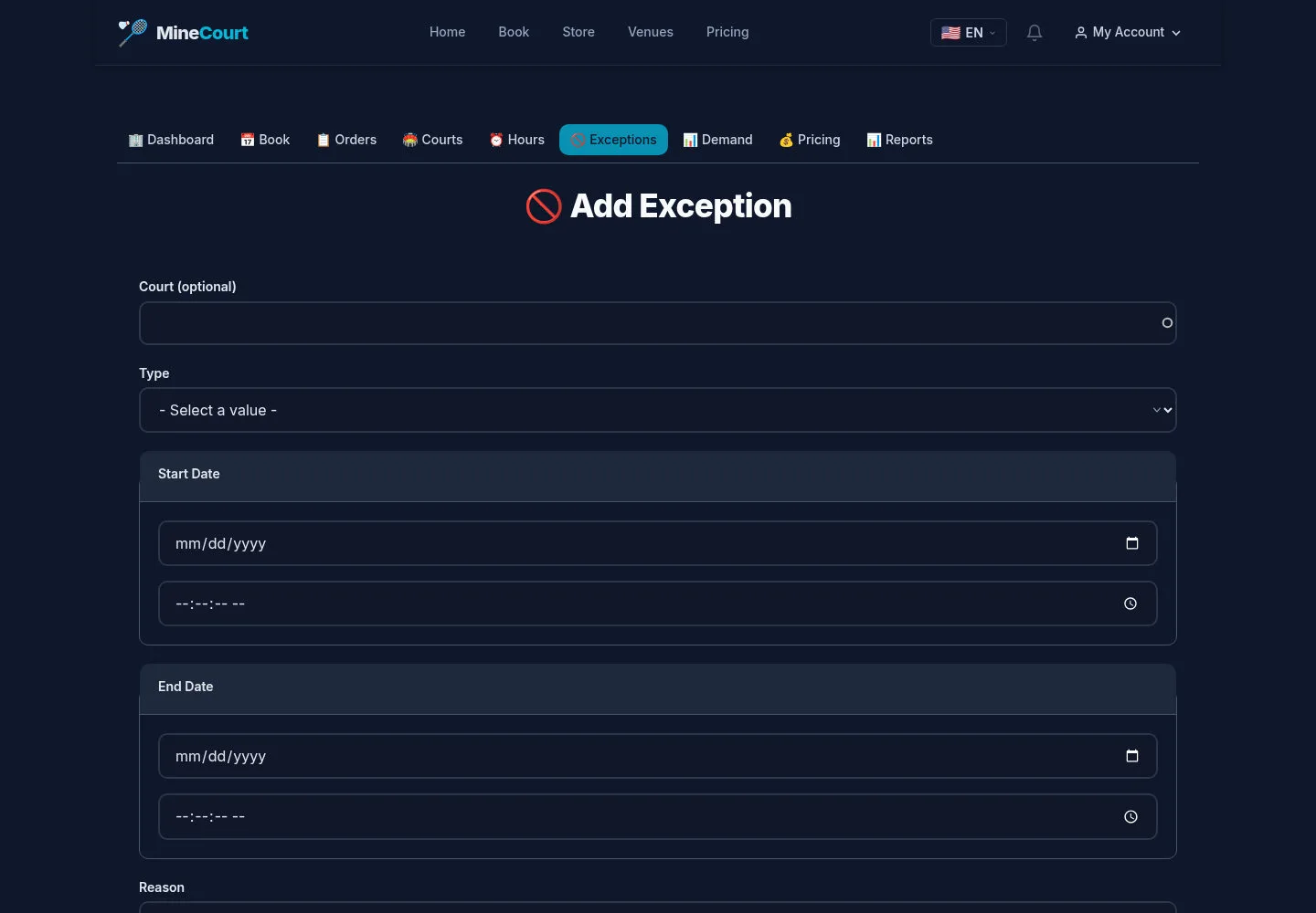 Prepare an exception