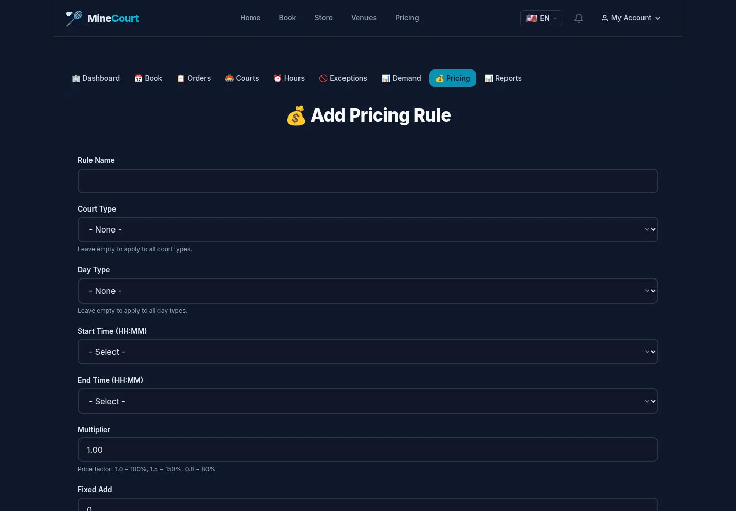 Prepare a pricing rule