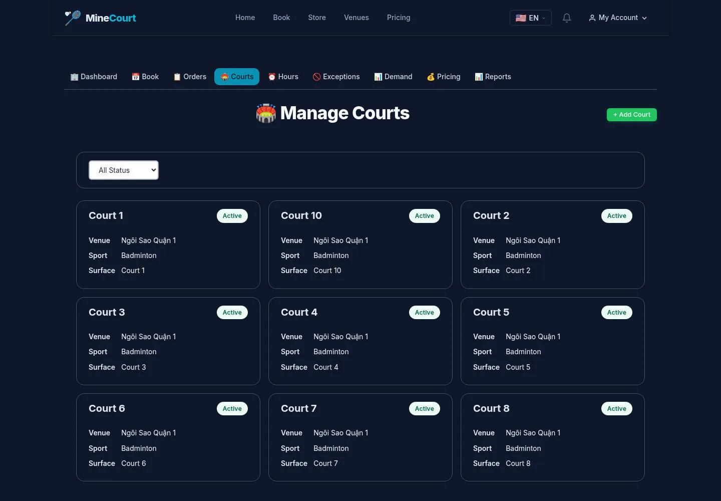 Review venue courts