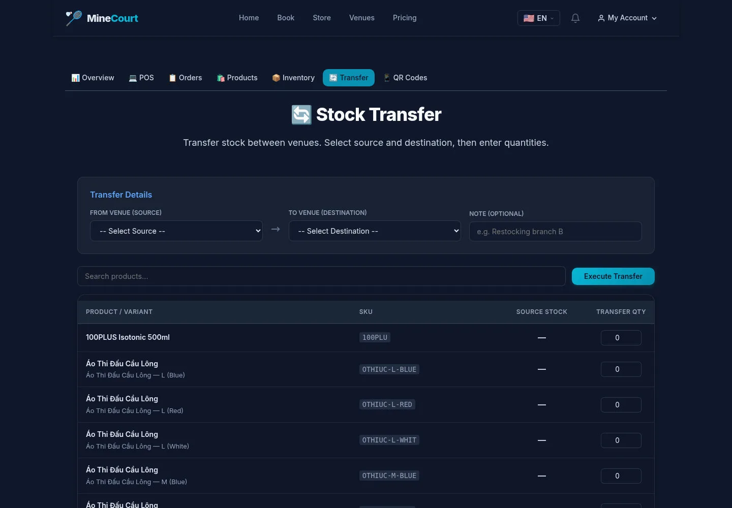 Prepare a venue transfer