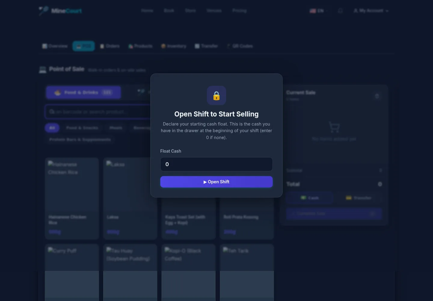 Open POS with the shift gate