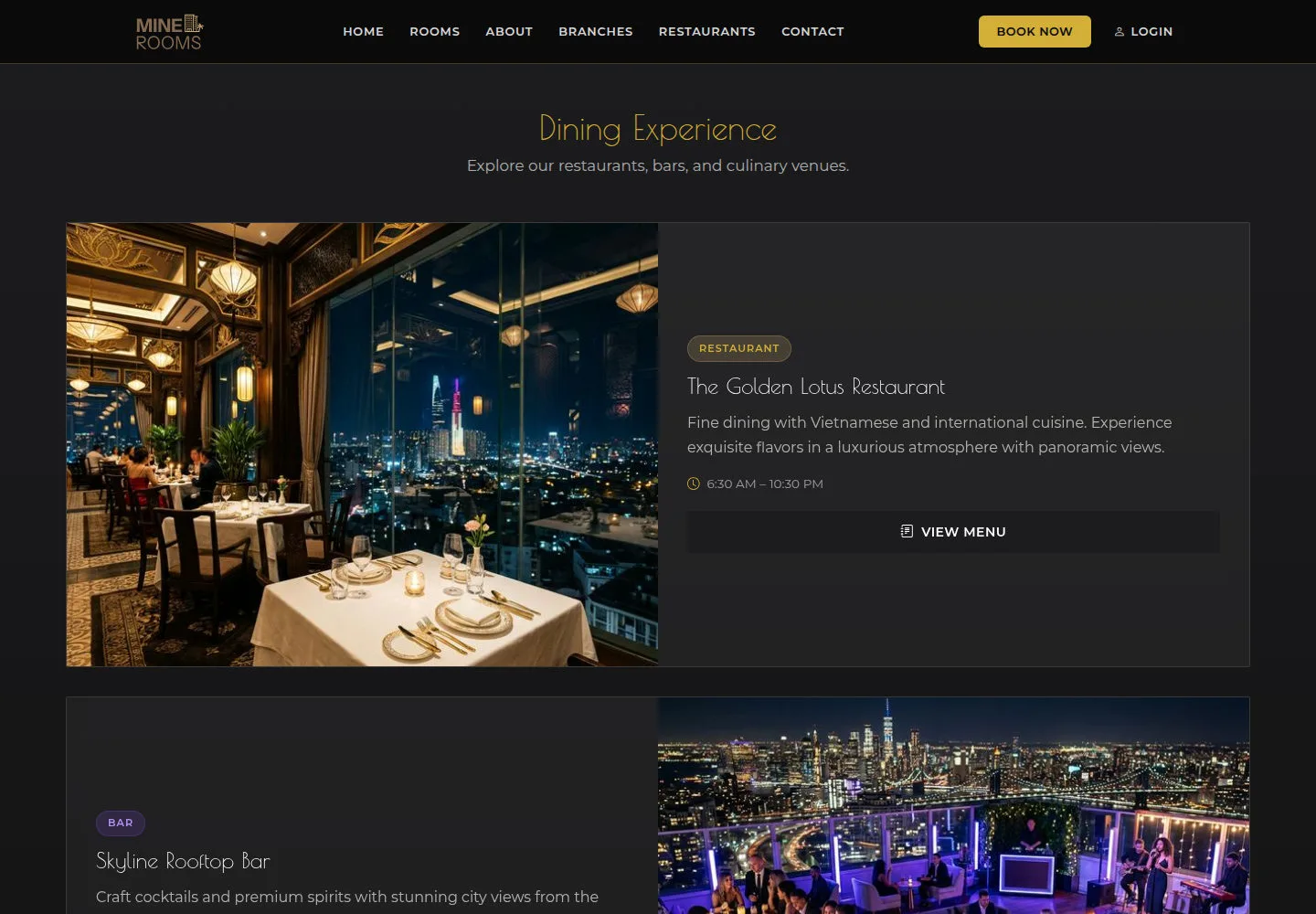 Choose dining or a service