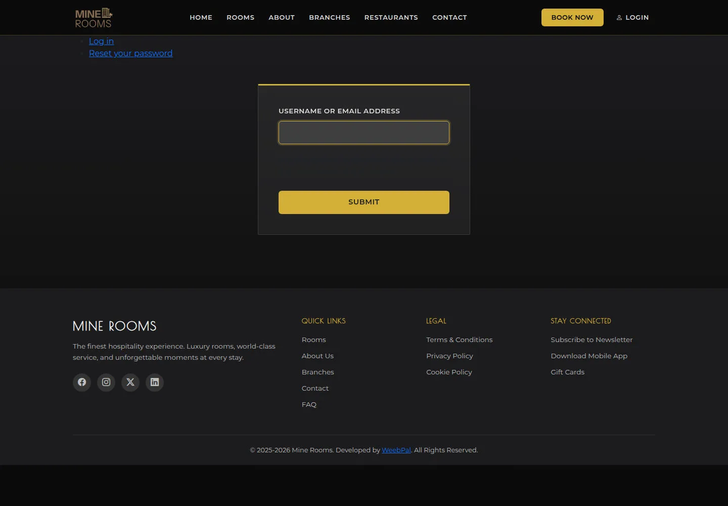 Request a password reset