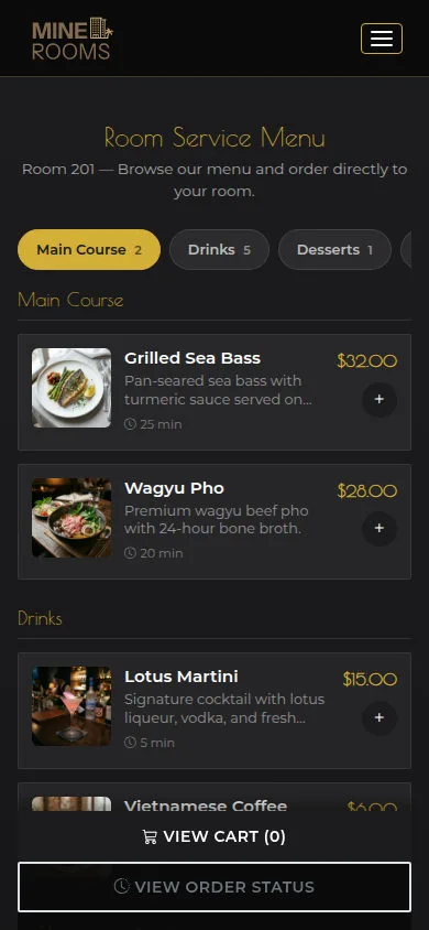 Open the room QR menu