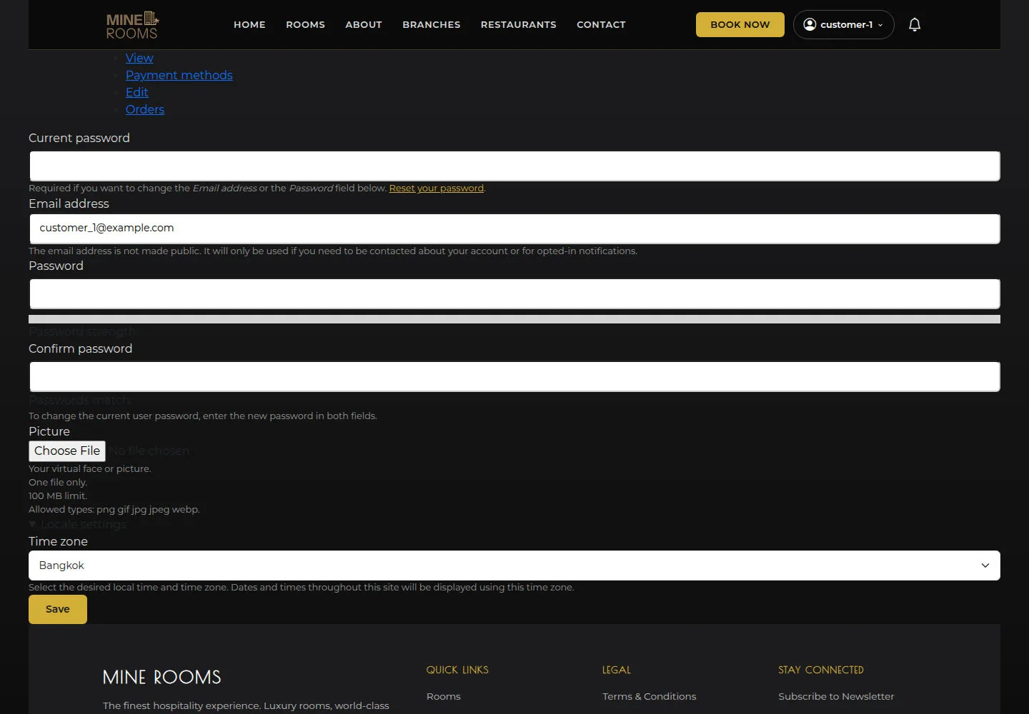 Edit account information