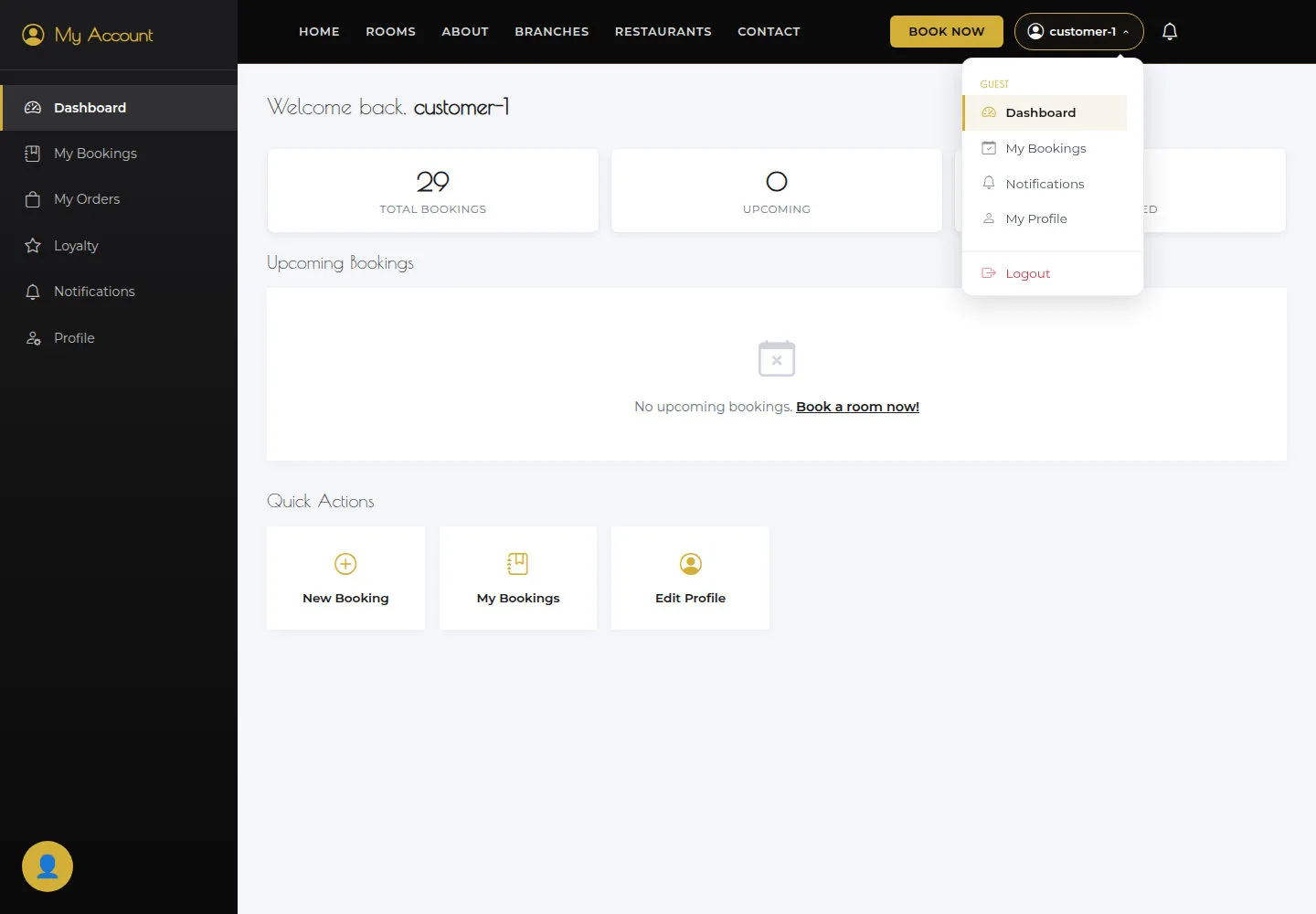 Open the account menu