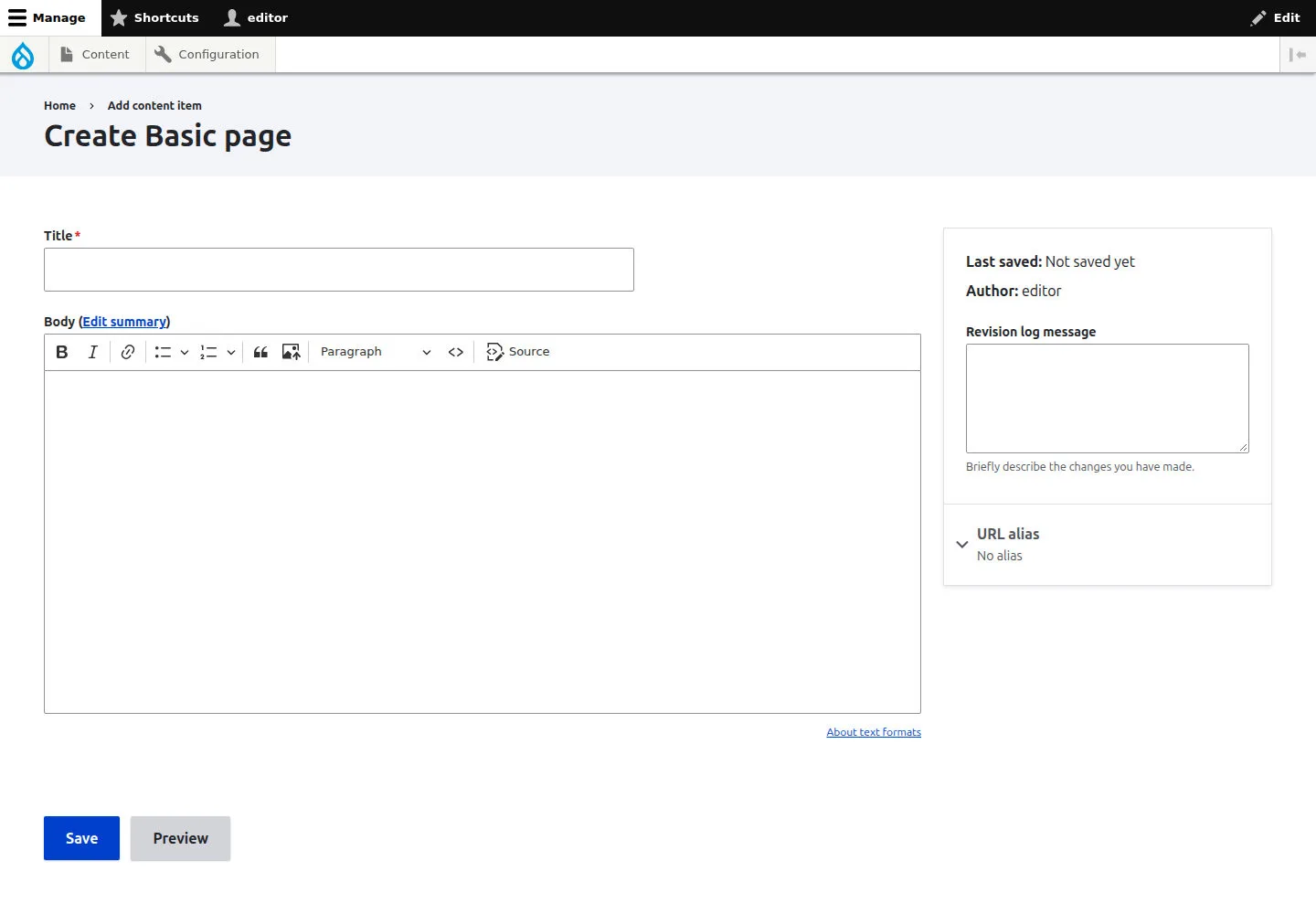 Draft a Basic page