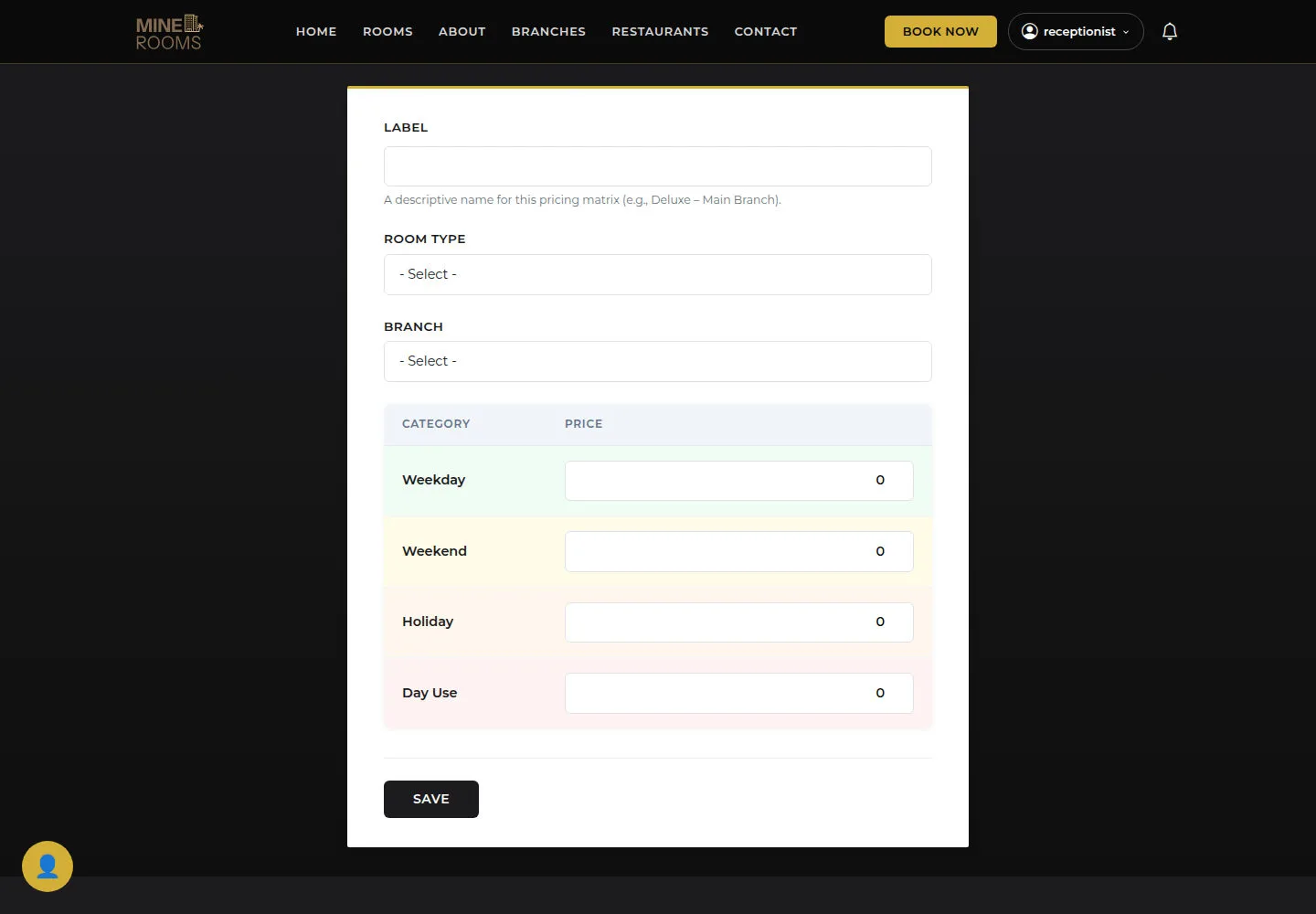 Open Add Pricing Matrix