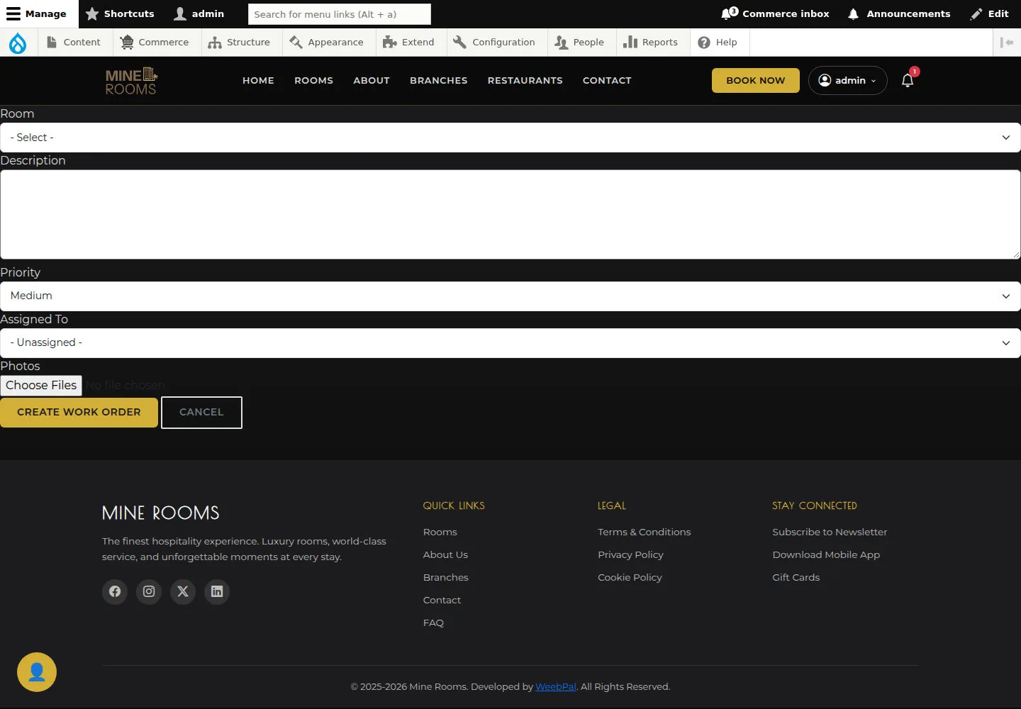 Open Create Work Order