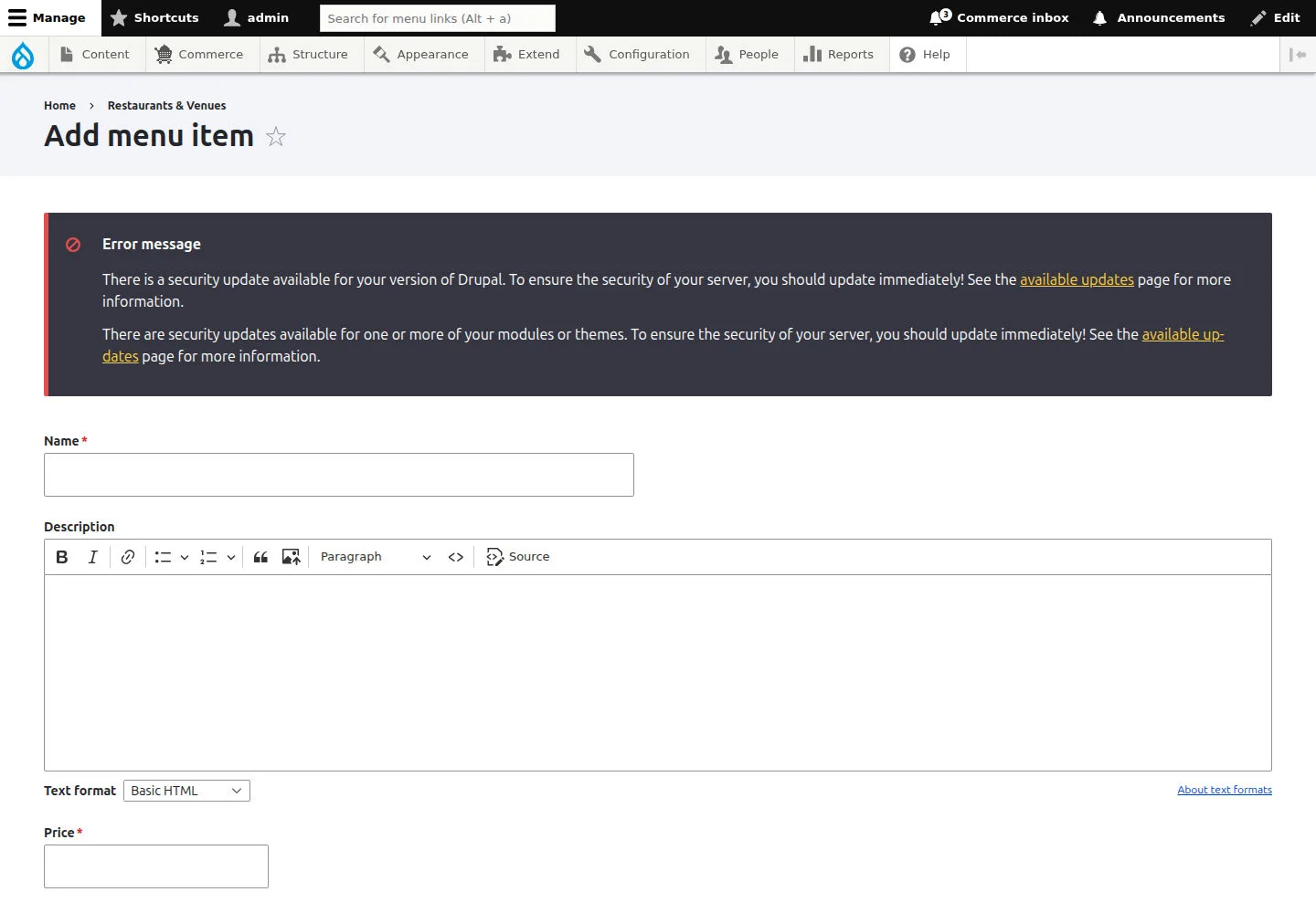Open Add menu item