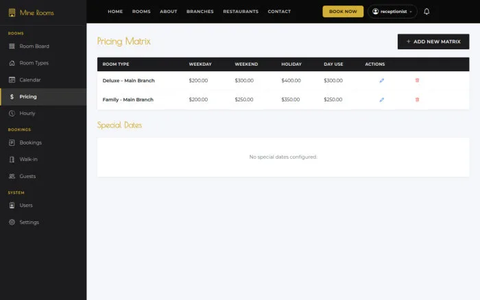 Pricing Matrix