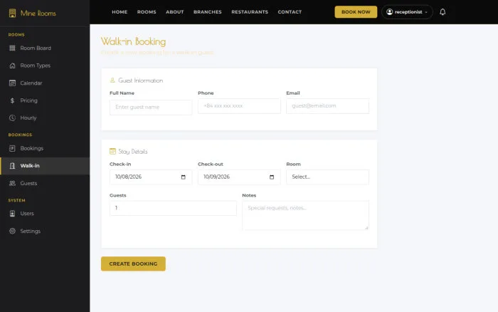Walk-in Booking