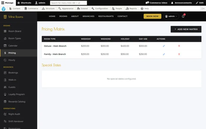 Pricing Matrix