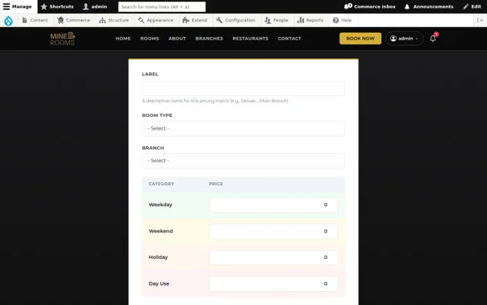 Add Pricing Matrix